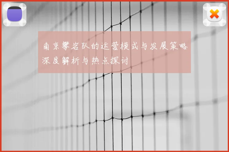 南京攀岩队的运营模式与发展策略深度解析与热点探讨